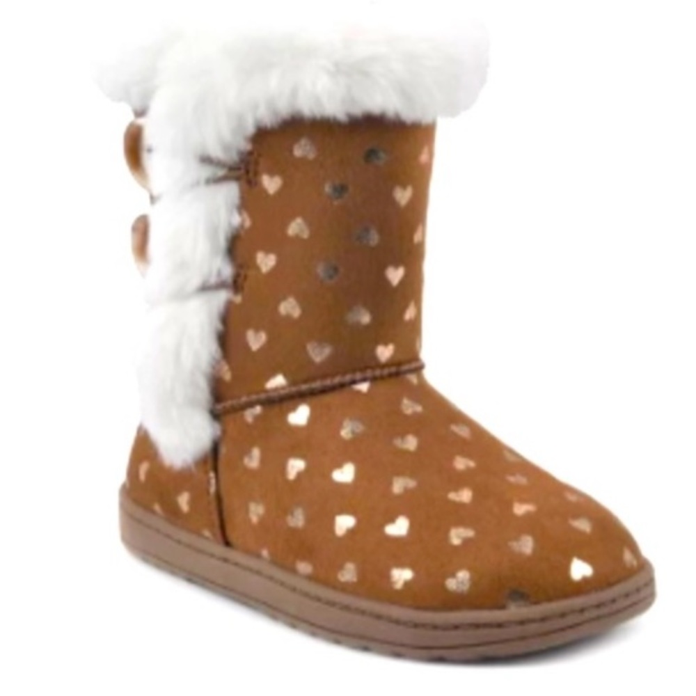 Jumping Beans🤎CHESTNUT NORAA TODDLER GIRL FAUX-FUR WINTER BOOTS SIZE 7T🌟NWT🌟